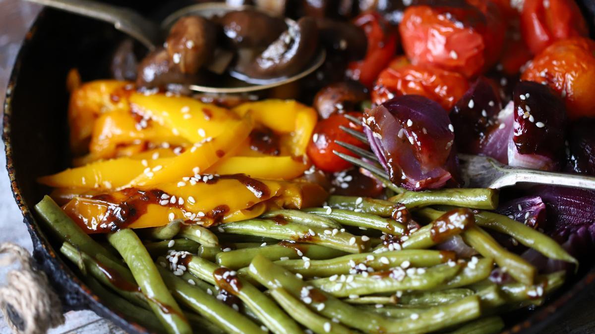 Verduras marinadas a la plancha.