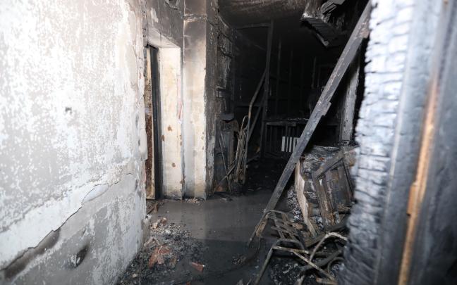 Interior del Planetario de Pamplona afectado por el incendio