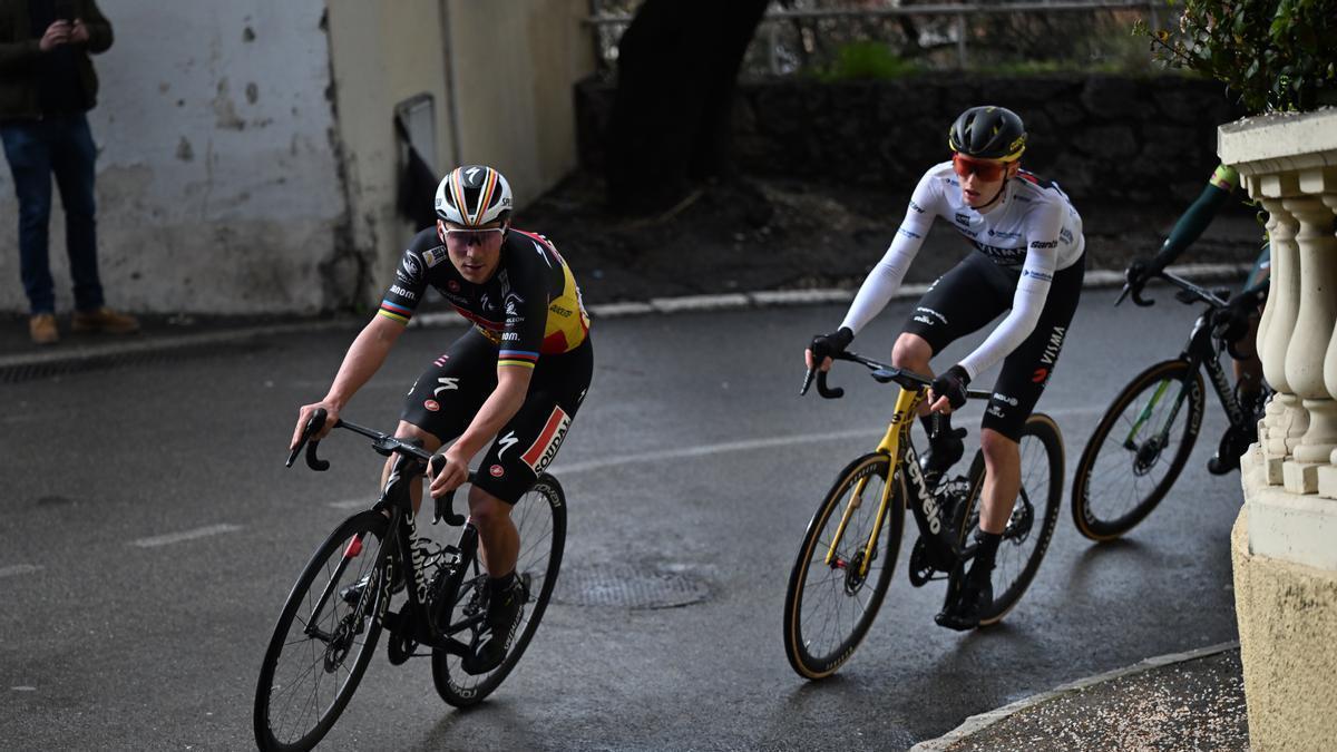 Evenepoel, vencedor de la etapa, junto a Jorgenson, ganador final de la París-Niza