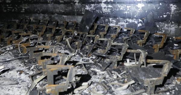 Interior del Planetario de Pamplona afectado por el incendio