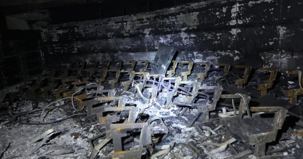 Interior del Planetario de Pamplona afectado por el incendio