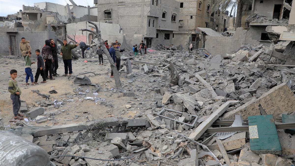 Destrucción en el sur de la Franja de Gaza.