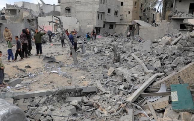 Destrucción en el sur de la Franja de Gaza.