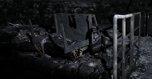 Interior del Planetario de Pamplona afectado por el incendio