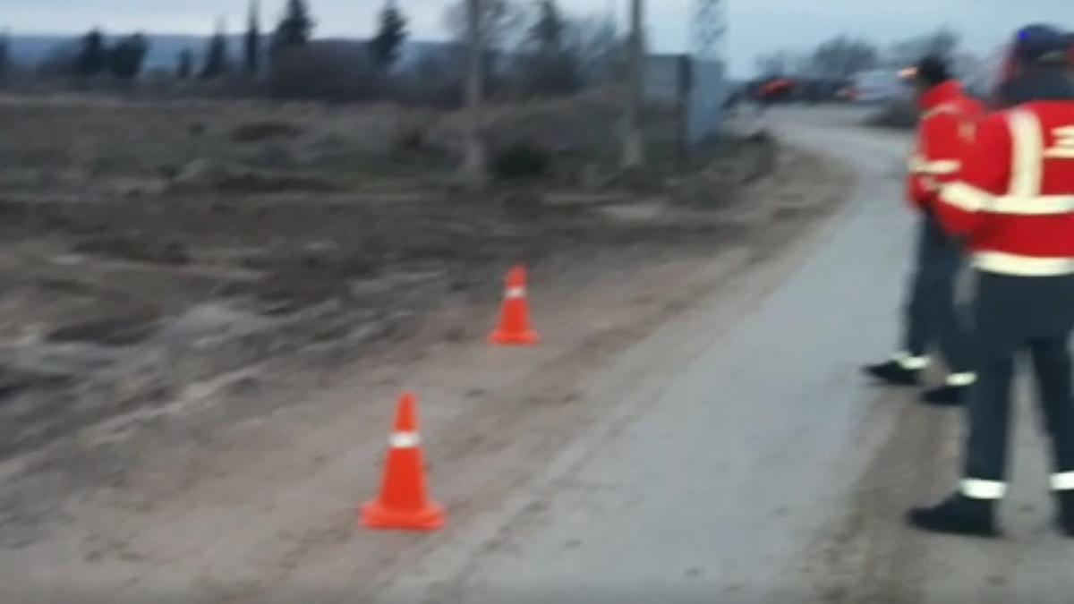 Caída de cable de alta tensión en un camino de Tudela.