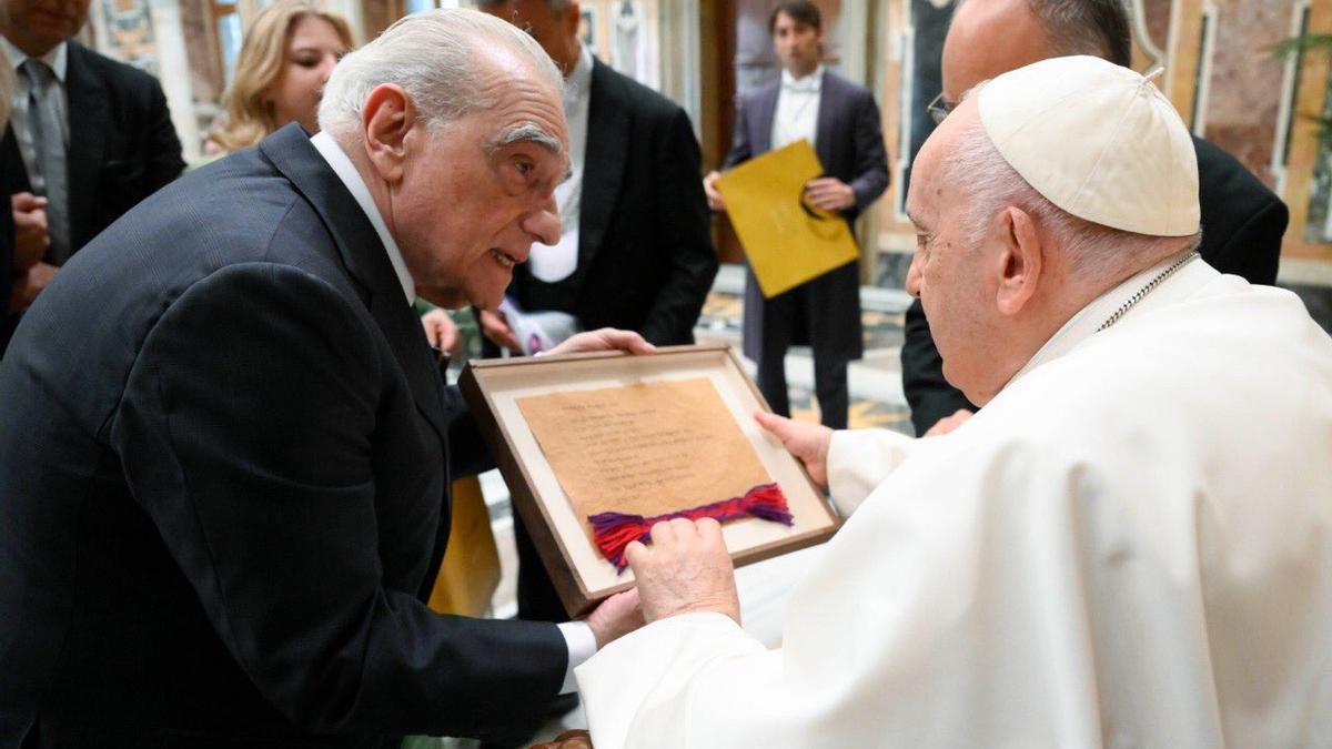 Scorsese, durante el encuentro con el Papa.
