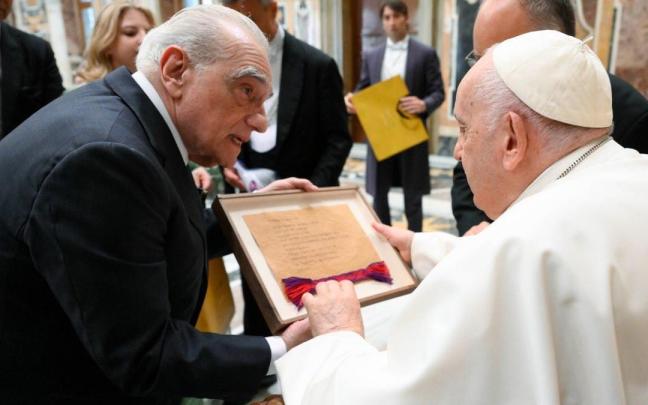 Scorsese, durante el encuentro con el Papa. Scorsese, durante el encuentro con el Papa.