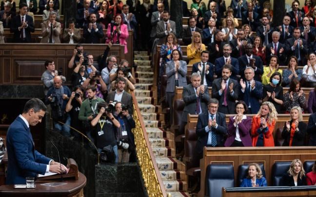 Sánchez, durante la sesión de investidura.