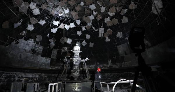 Interior del Planetario de Pamplona afectado por el incendio