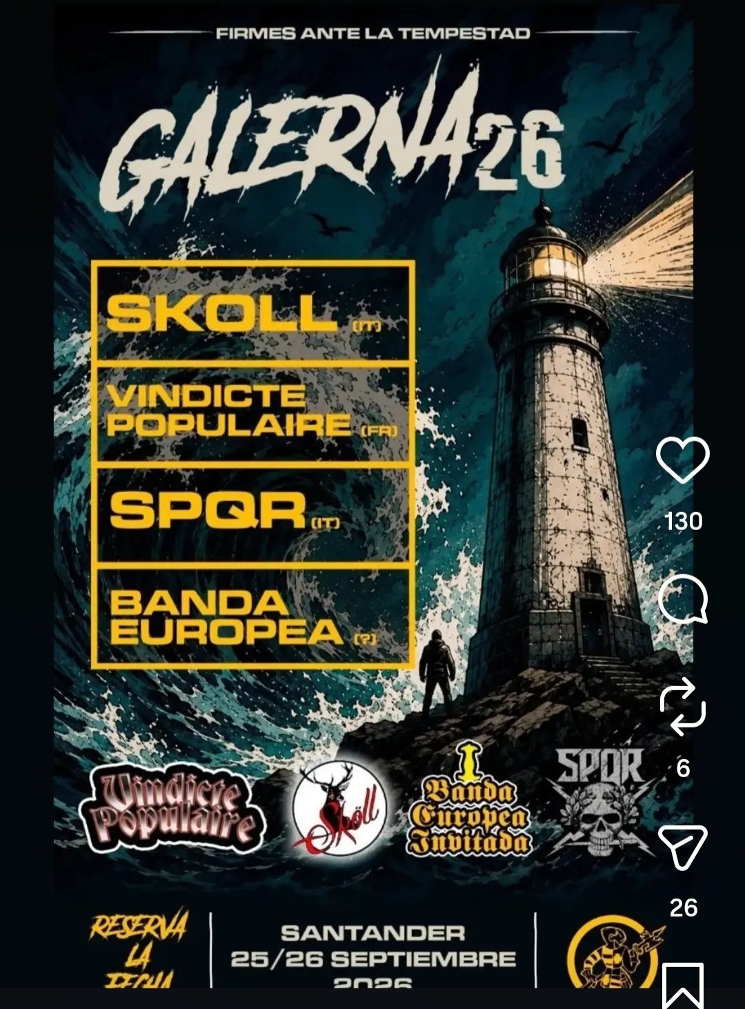Cartel del Galerna Fest en Santander.