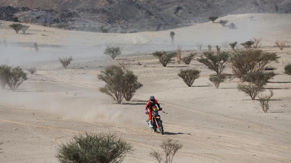 El australiano Daniel Sanders, del equipo Red Bull KTM Factory Racing, durante un test privado en el Dakar.