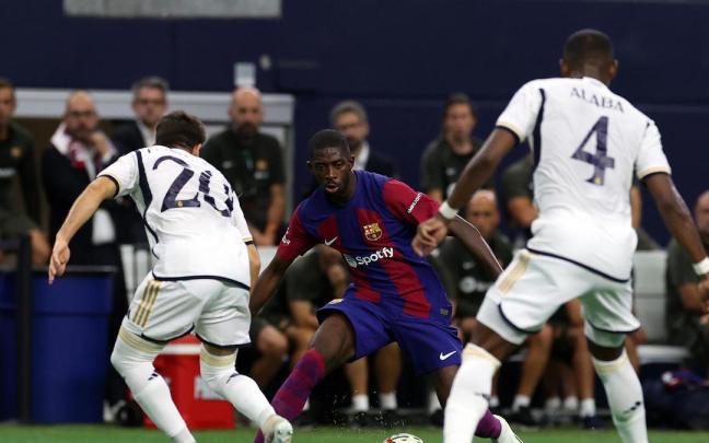 Ousmane Dembélé durante un partido con el Barça. Ousmane Dembélé durante un partido con el Barça.