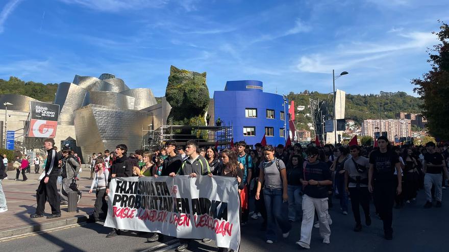 Manifestación contra la visita de Vito Quiles en Bilbao.