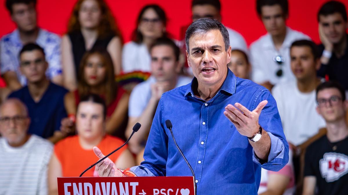 Sánchez participa en un acto de campaña en Barcelona.