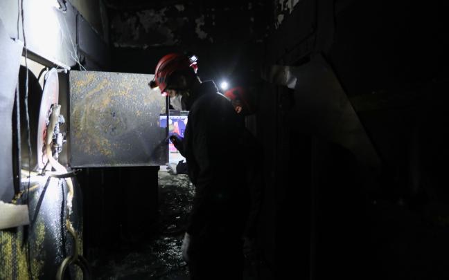 Interior del Planetario de Pamplona afectado por el incendio