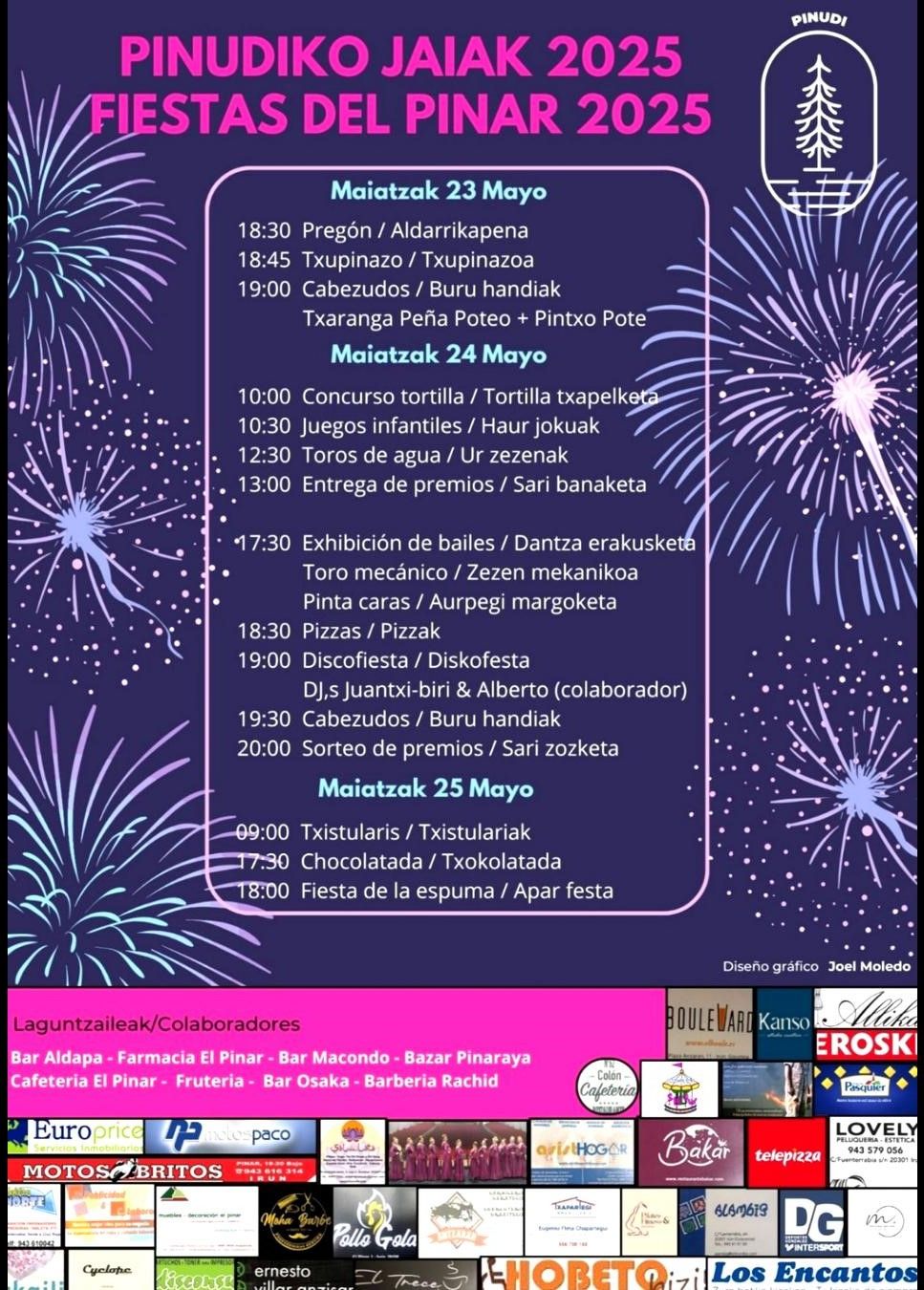 El cartel de las fiestas de El Pinar de Irun, elaborado por el joven Joel Moledo.