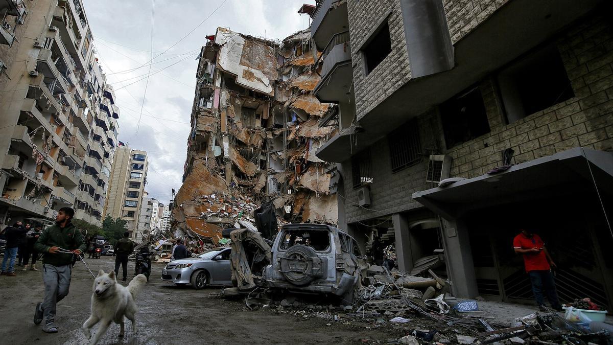 Una zona atacada por Israel en Beirut, Líbano.