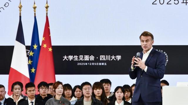 El presidente francés, Emmanuel Macron, durante su visita a China