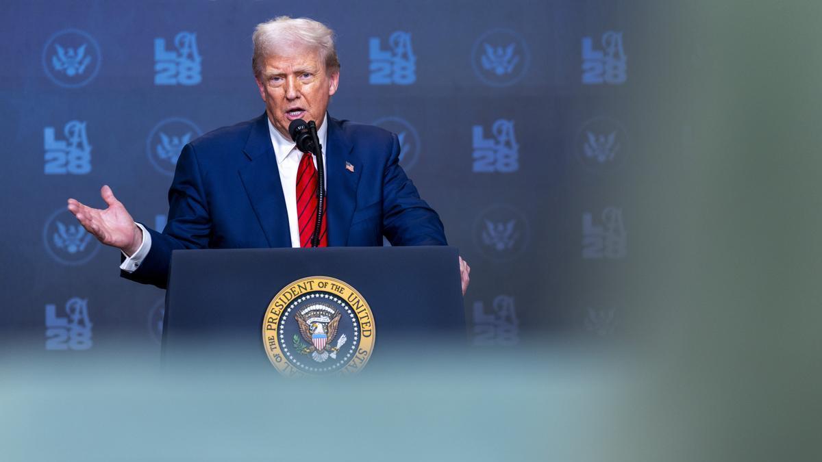 El presidente de Estados Unidos, Donald Trump, durante una comparecencia.