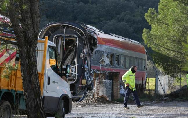Uno de los tres vagones del Iryo accidentados en Adamuz.