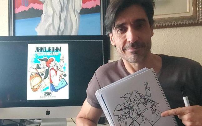 Raúl López ha ganado el concurso de carteles de Arrigorriaga con su obra 'Festak'