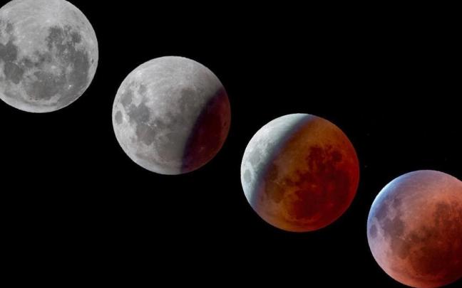 La Luna podrá verse rojiza durante el eclipse parcial.