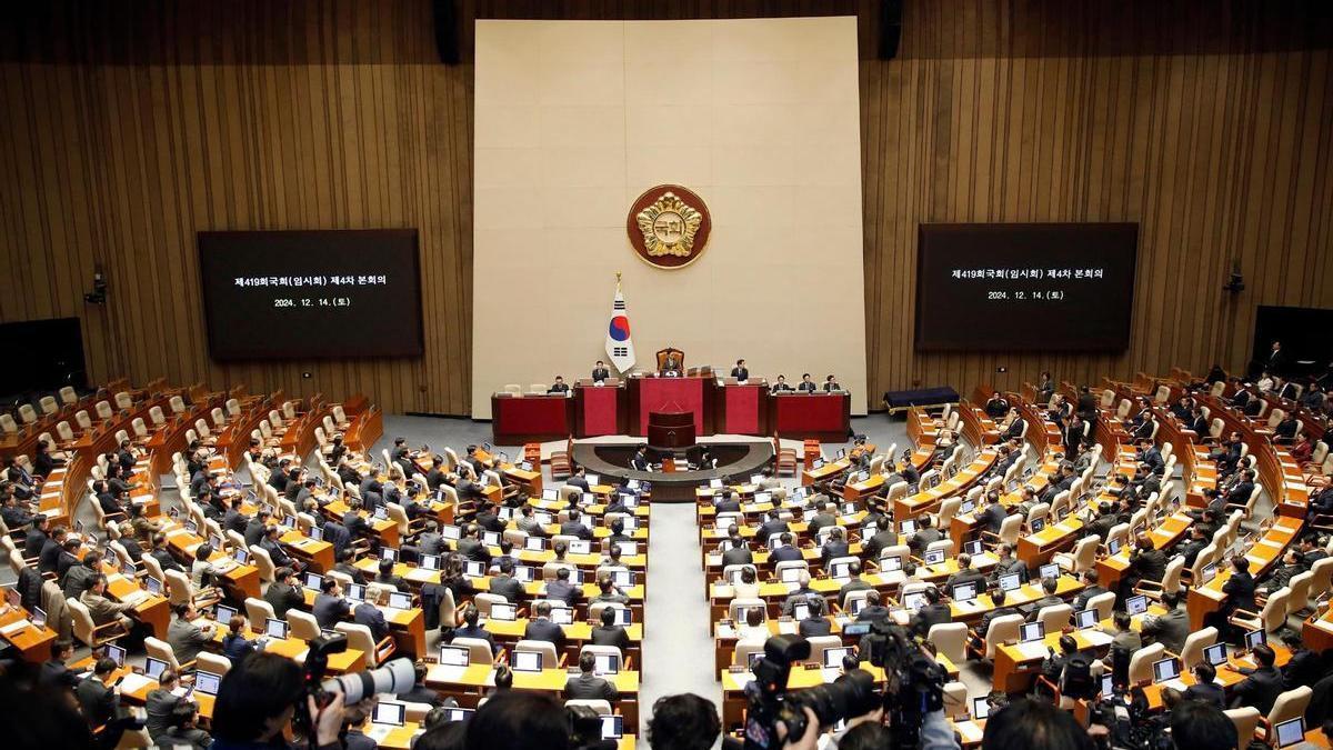 La Asamblea Nacional de Corea del Sur durante la segunda moción para destituir al presidente surcoreano, Yoon Suk-yeol.