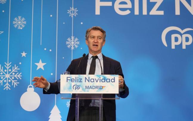 Feijóo, en la cena de Navidad del PP de Madrid.