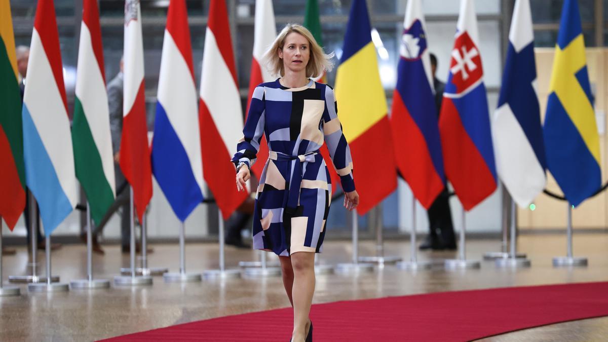 La Alta Representante de Política Exterior de la UE, Kaja Kallas, a su llegada a una reunión de ministros de Defensa de la UE en Bruselas.