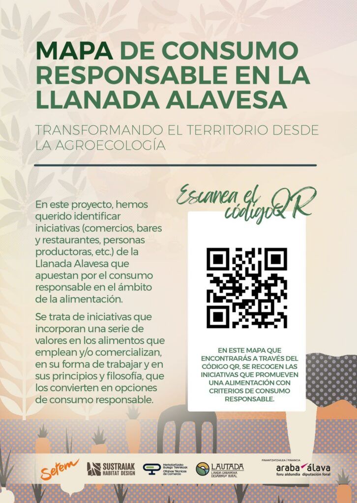 Cartel con el código QR que da acceso al mapa de consumo responsable de Lautada