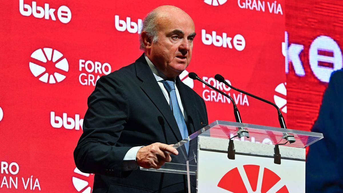 Luis de Guindos, durante su discurso en el Foro Gran Vía.