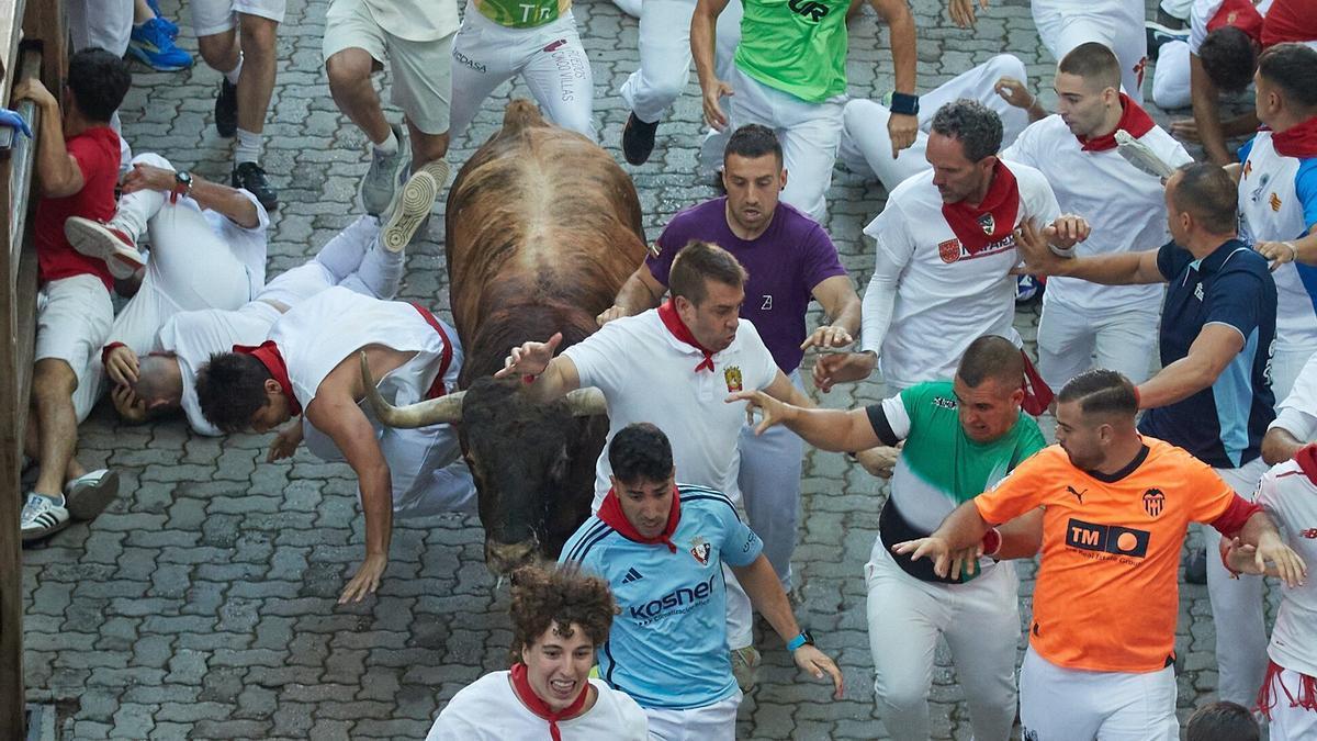 Encierro de ayer con toros de Victoriano del Río.