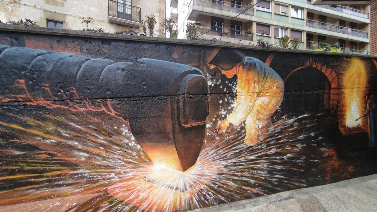 El mural en homenaje a los ferrones.
