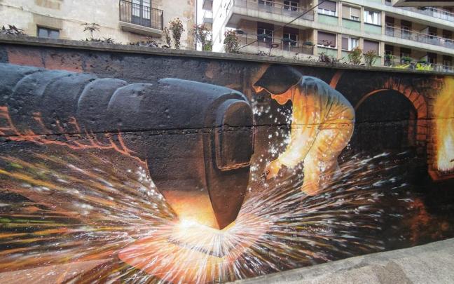 El mural en homenaje a los ferrones.