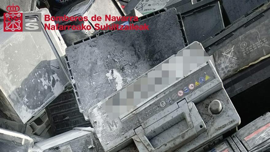 Baterías que transportaba el camión