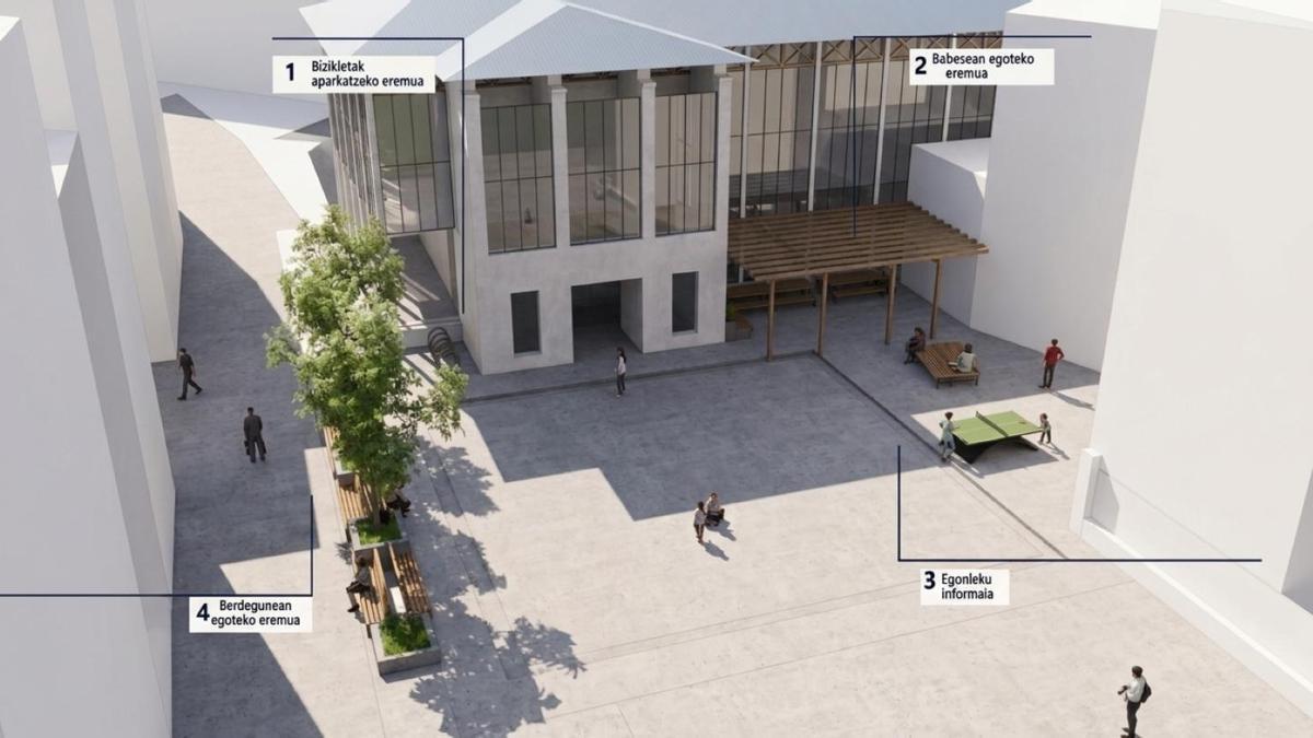 Infografía que recrea cómo quedará el entorno de Frontoi Txiki una vez que concluyan las obras.