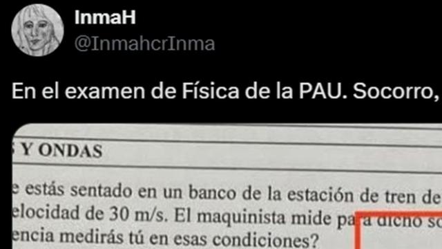 El post con parte de la pregunta del examen. / X (@InmahcrInma) El post con parte de la pregunta del examen.