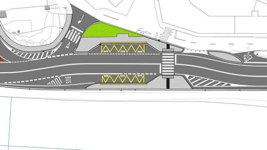 Vista del proyecto que ejecutará la Diputación Foral de Gipuzkoa en la parada del autobús de Azpilgoeta con destino a Deba.