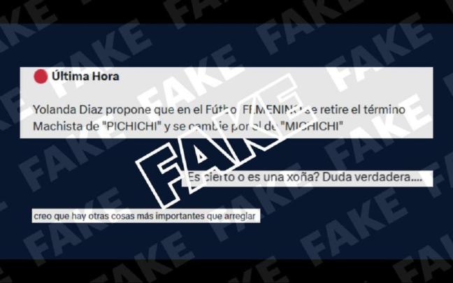El mensaje que pretende ridiculizar a la vicepresidenta segunda del Gobierno atribuyéndole una propuesta que no ha hecho.