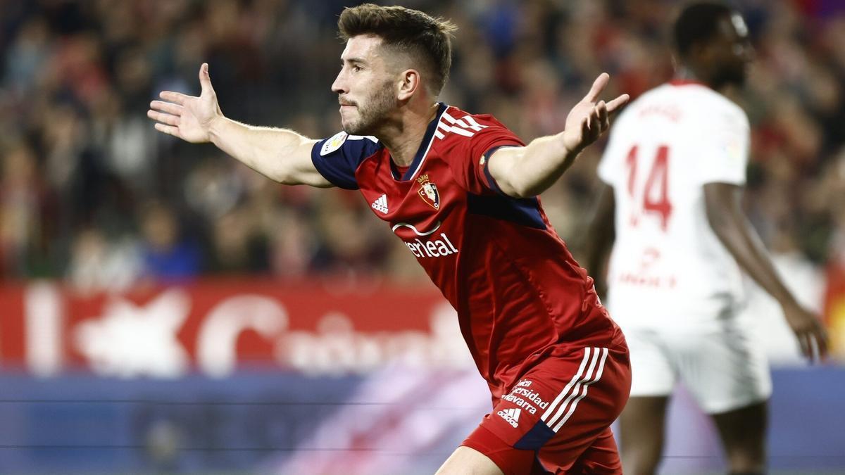 David García celebra su gol al Sevilla.