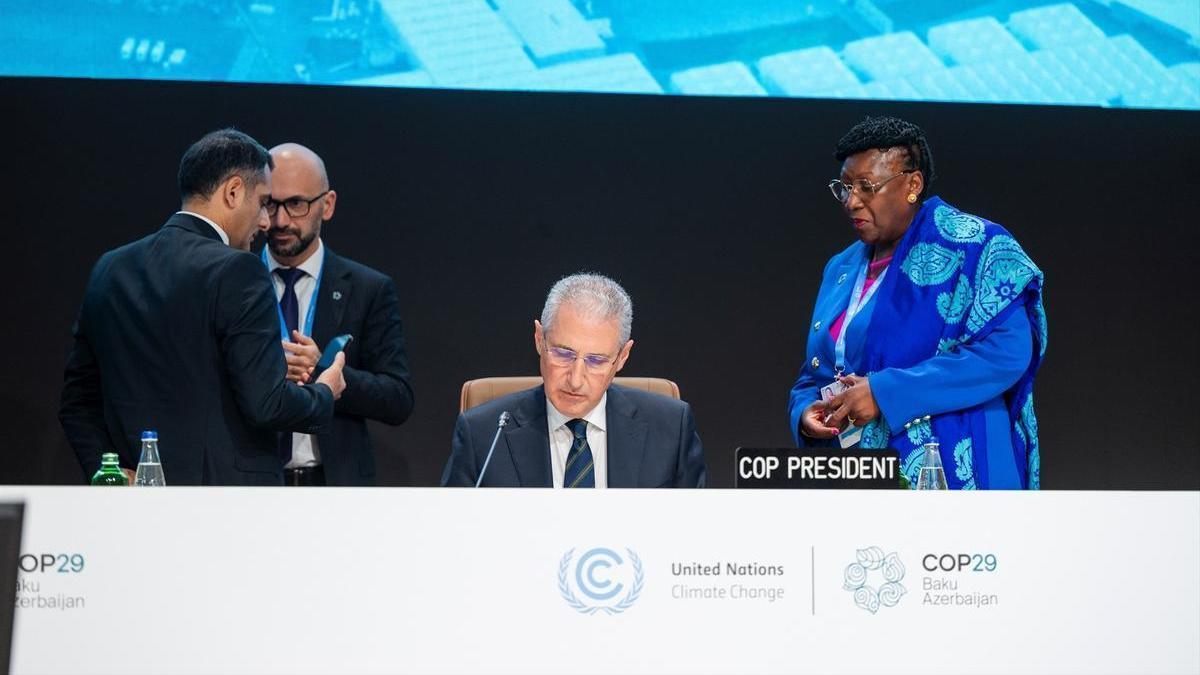 El presidente de la COP29, Mukhtar Babayev, en la clausura de la Conferencia.