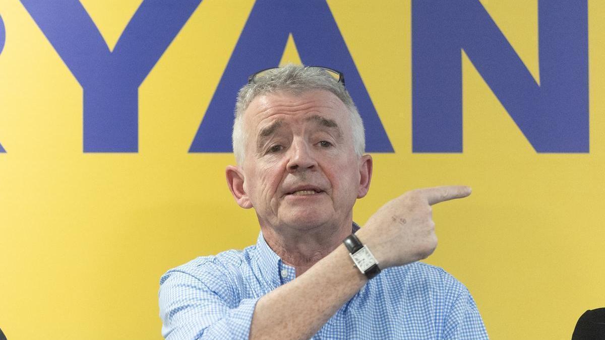 El consejero delegado de Ryanair, Michael O'Leary, durante una rueda de prensa de Ryanair.