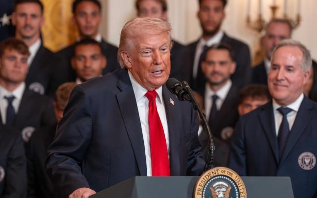 El presidente de los Estados Unidos, Donald Trump, en una recepción en la Casa Blanca.