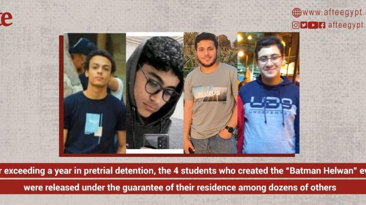 Los cuatro estudiantes liberados.