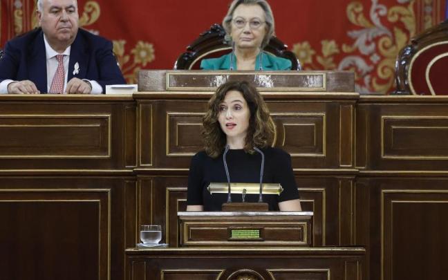 La presidenta de la Comunidad de Madrid, Isabel Díaz Ayuso, durante su intervención en la Comisión General de las Comunidades Autónomas en el Senado.