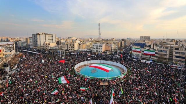 Manifestación a favor del gobierno iraní en Teheran.