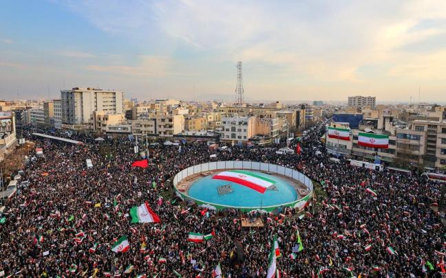 Manifestación a favor del gobierno iraní en Teheran.