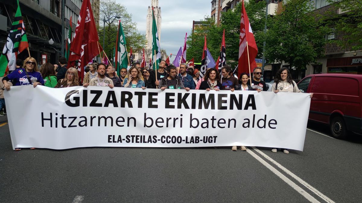 Manifestación de sindicatos de centros de iniciativa social en Bilbao.