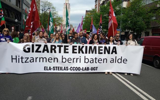 Manifestación de sindicatos de centros de iniciativa social en Bilbao.