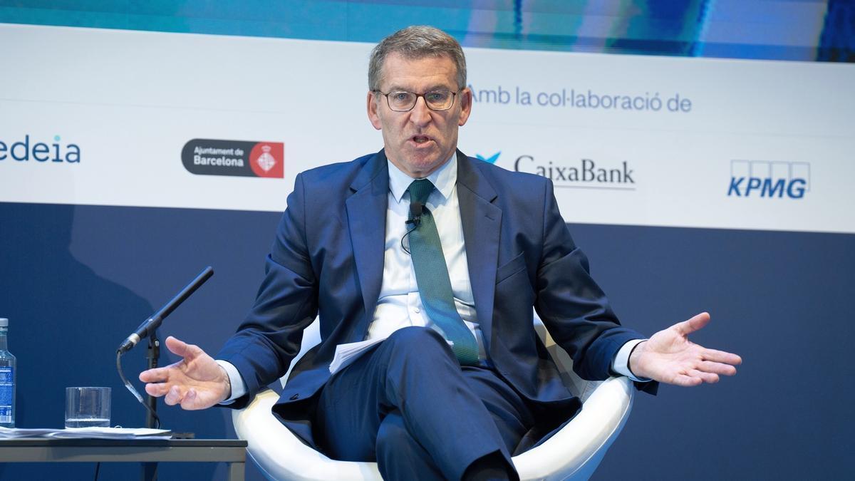 El líder de PP, Alberto Núñez Feijóo, ayer en la reunión del Cercle d’Economia.
